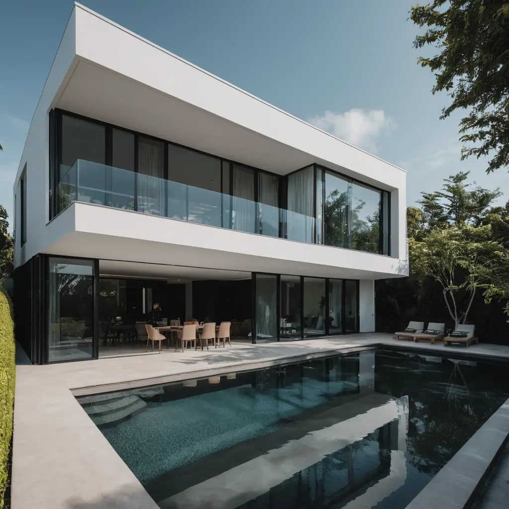 Moderner Villenaußenbereich in gestochen scharfer Architekturfotografie