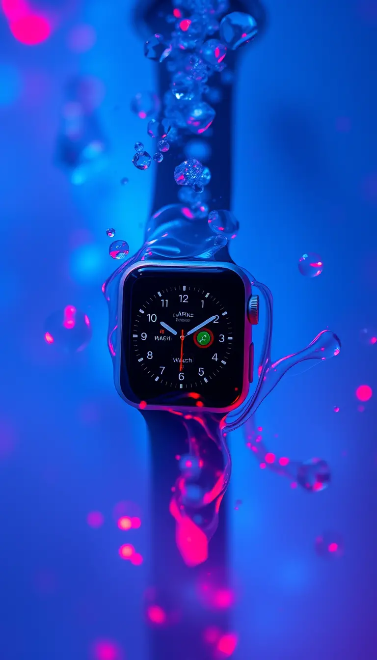Apple Watch leuchtet in einer traumhaften Unterwasserszene