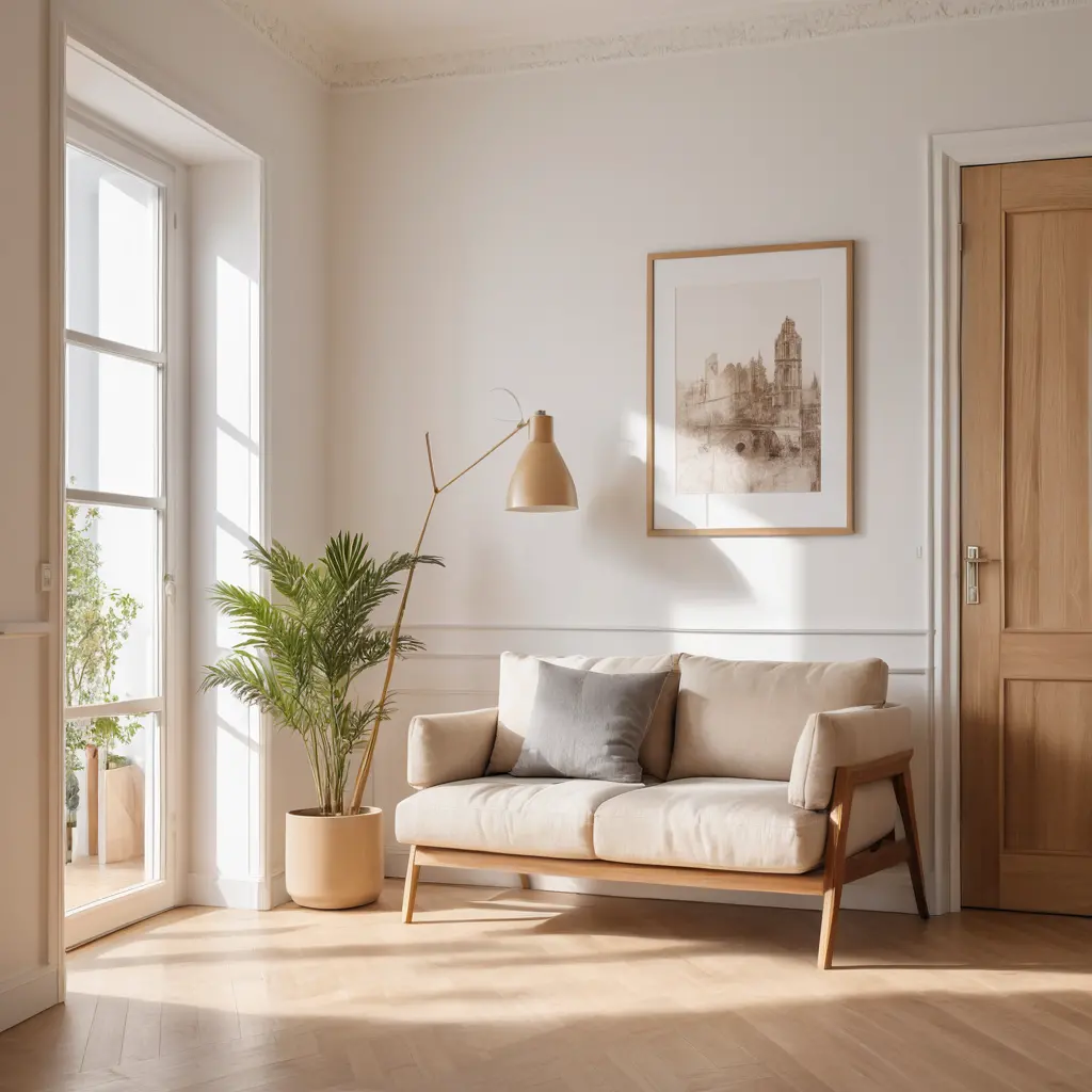 Posterrahmen-Mockup in hellem, modernem Apartment-Interieur