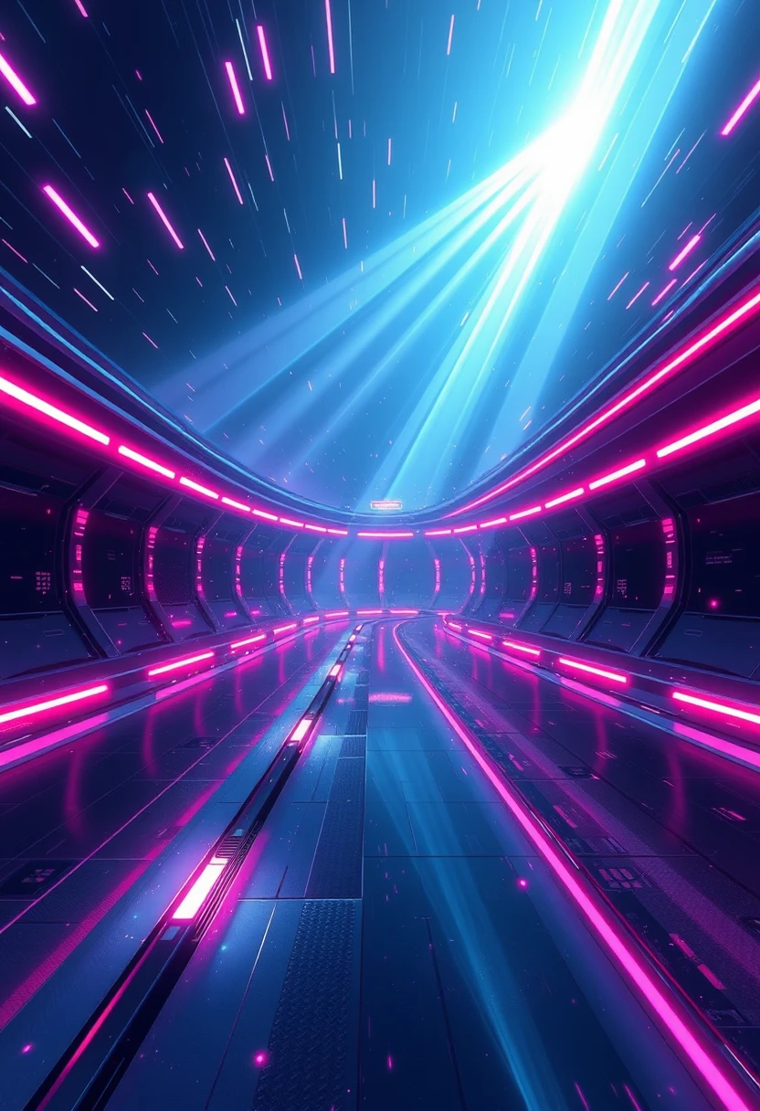 Futuristische Sci-Fi-Rennstrecke mit leuchtender Neonenergie