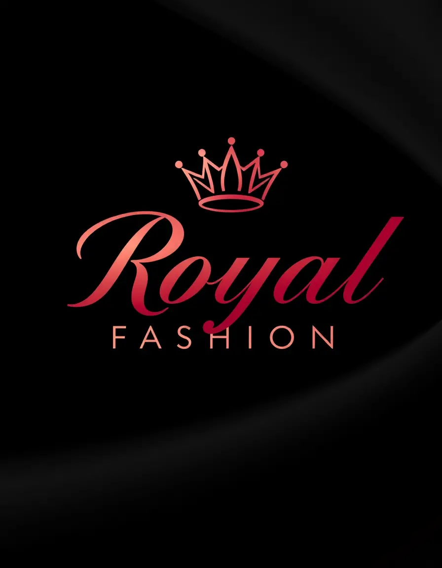 Sinnliches Royal-Fashion-Logo mit geschwungener Schrift in Rubin und Roségold