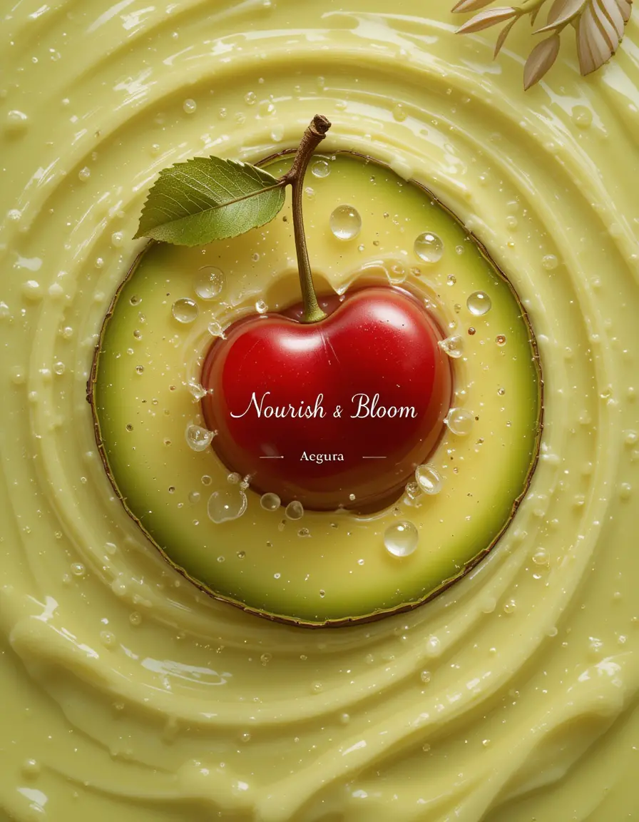 Scrub corpo di lusso alla ciliegia con sfondo cremoso di avocado