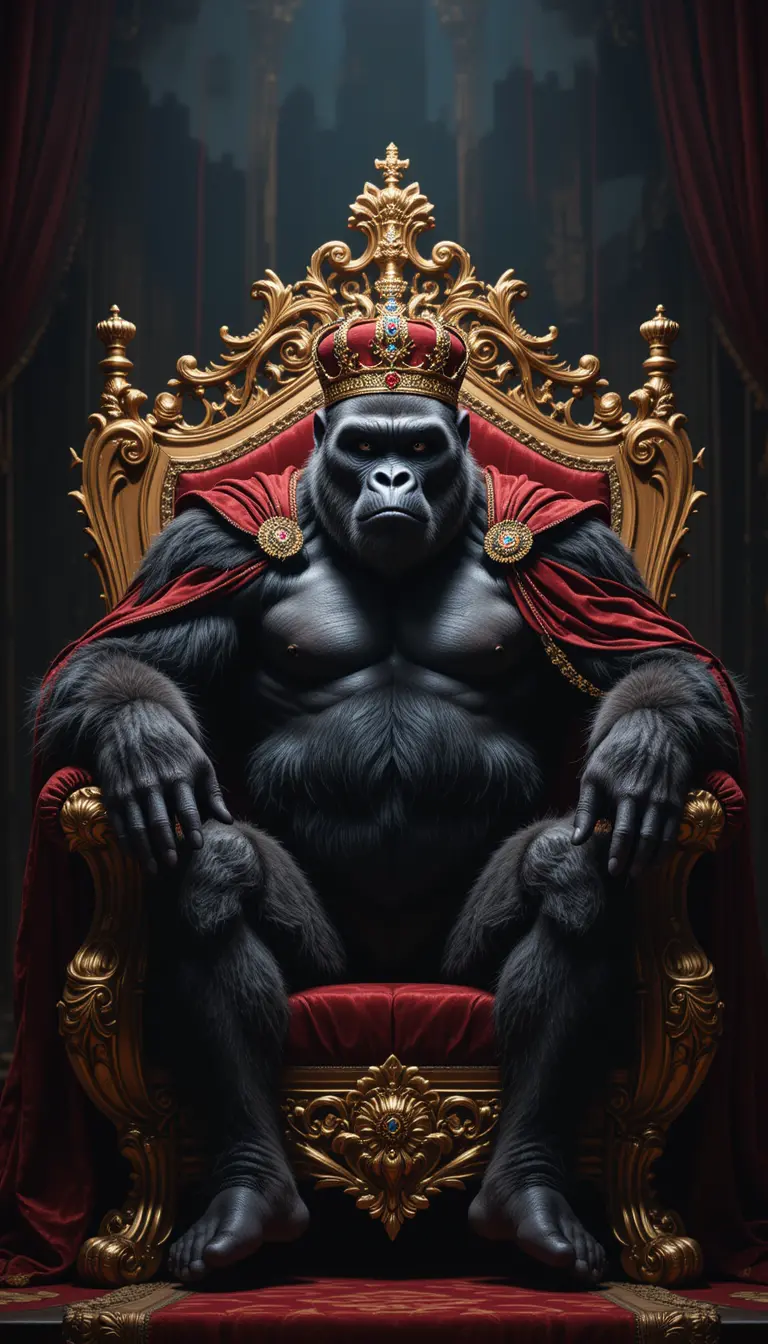 Majestätische Gorilla-Königin auf goldenem Thron