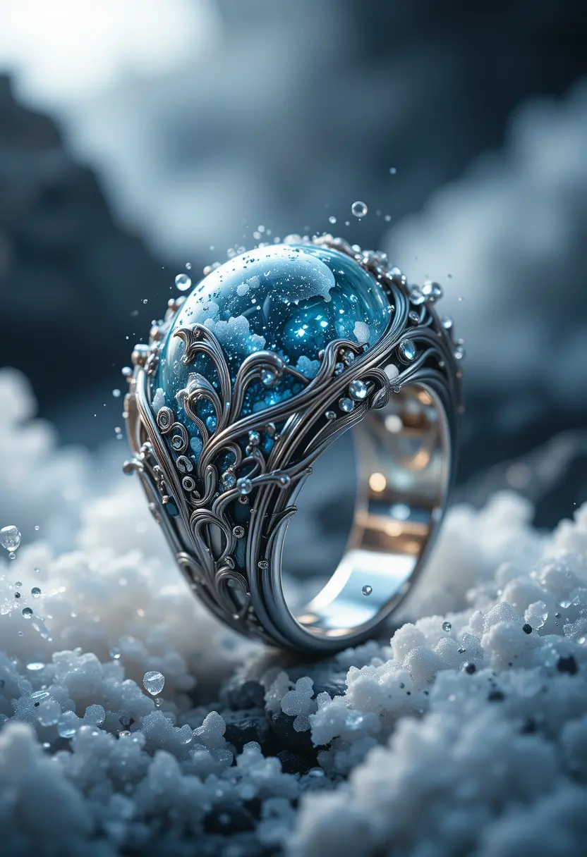 Nahaufnahme eines skulpturalen Wellenrings im weichen Studio­licht