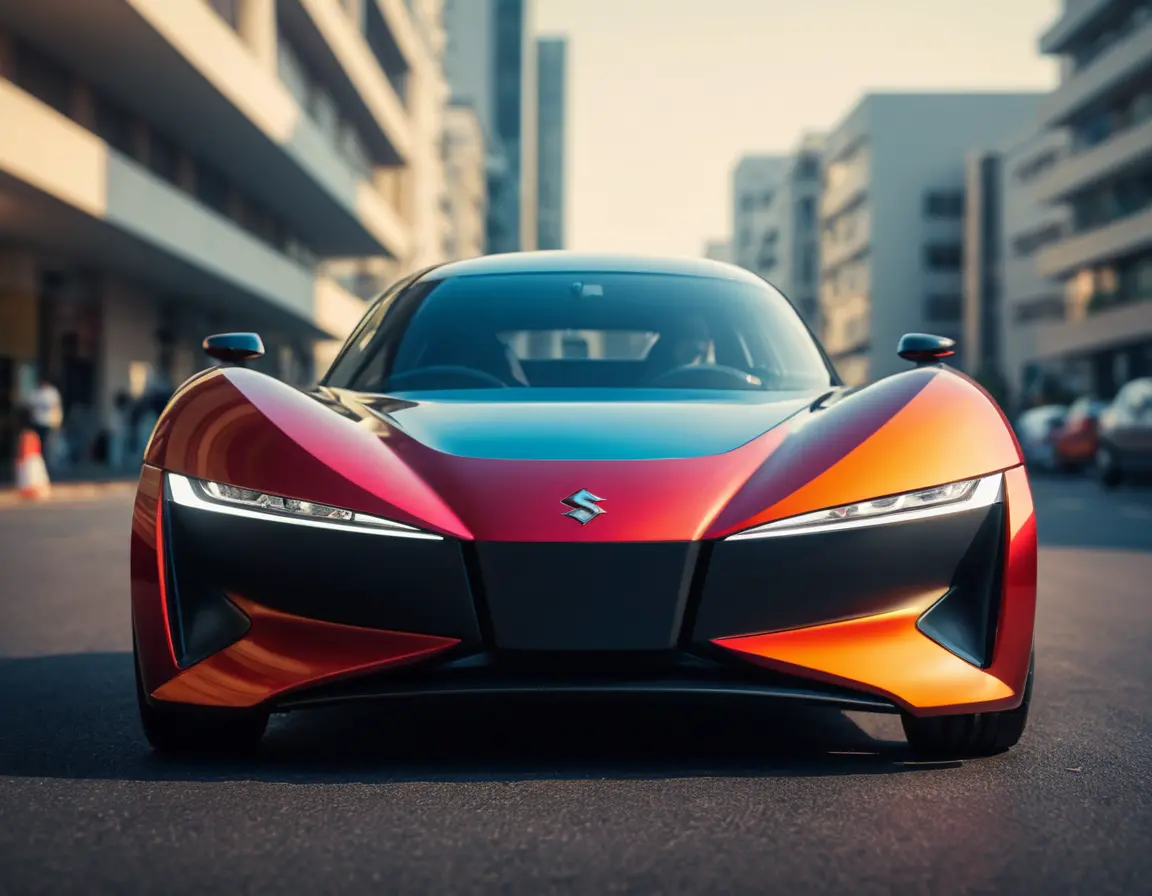 Futuristisches Suzuki-Auto in Nahaufnahme im natürlichen Licht