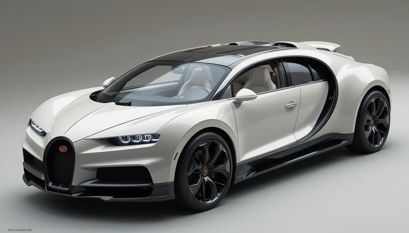 SUV Bugatti blanc futuriste en vue trois-quarts