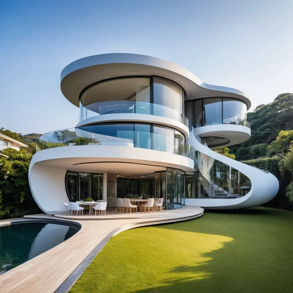 Casa Mobile di Lusso Futuristica con Livelli di Vetro Panoramico
