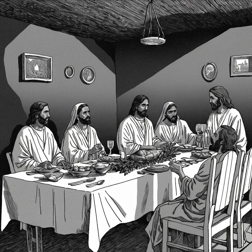 Jésus parlant avec ses disciples à la table de la Cène