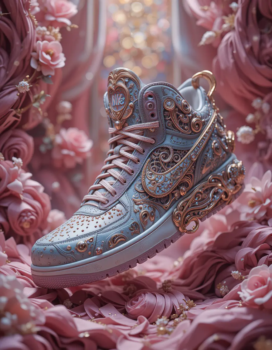 電影感 Nike 球鞋的奢華數位插畫