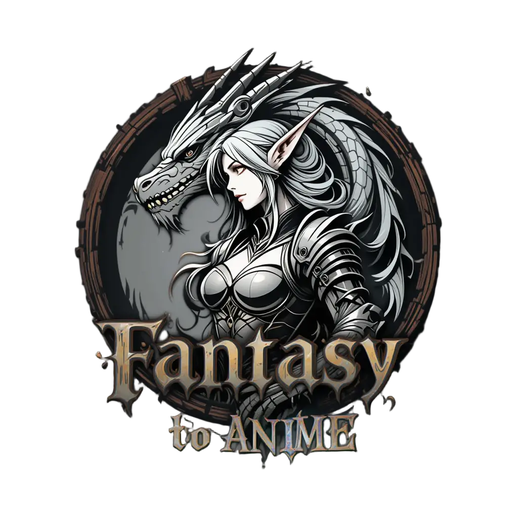 Fantasy-Drachenlogo mit Anime-Elfenprofil-Design