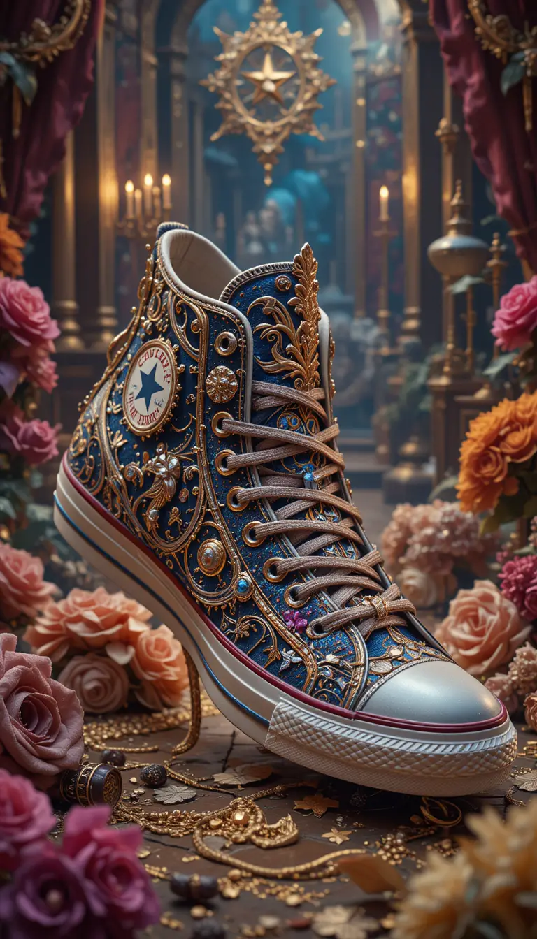 華麗精緻的 Converse 球鞋數位插畫
