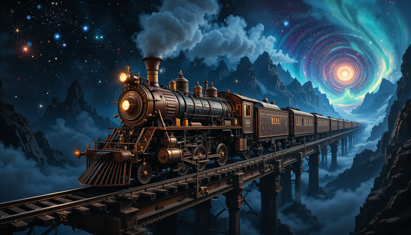 飛越宇宙夜空的奇幻蒸汽火車