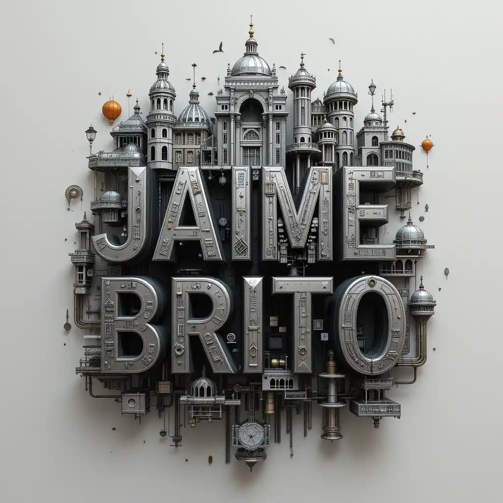 3D aluminum text with architectural and engineering drawings