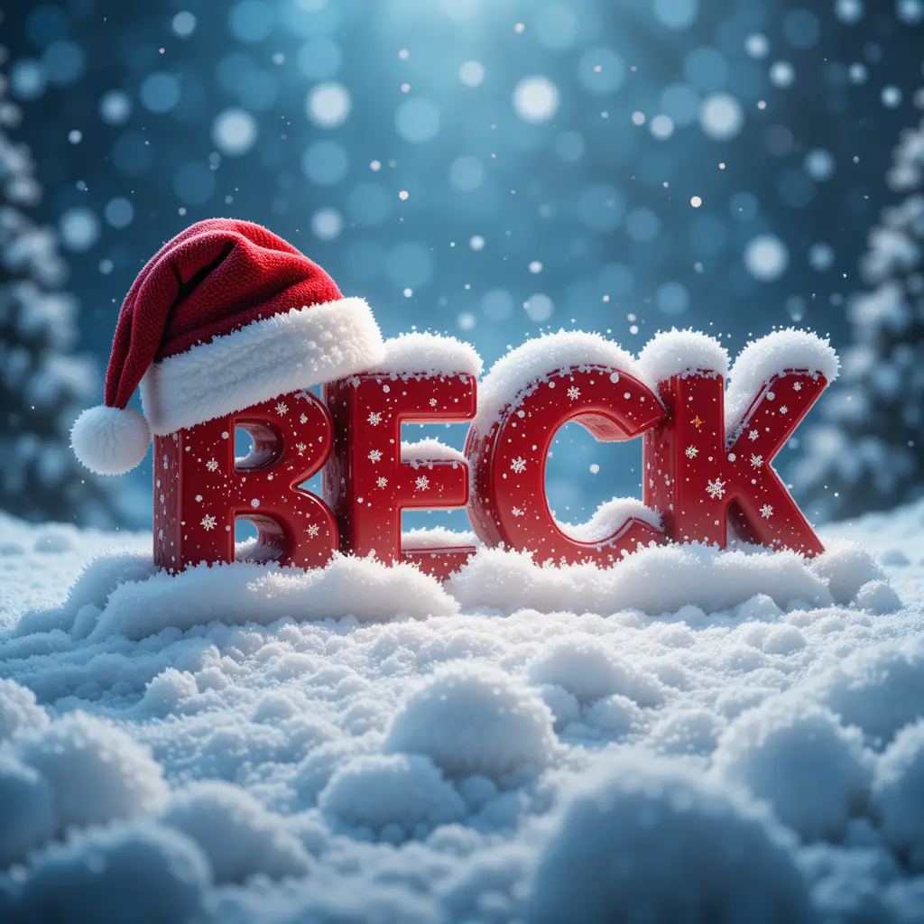 Festliches verschneites Logo-Design mit Santa-Hut-Schriftzug