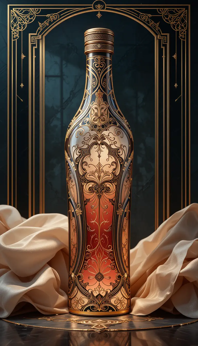 Futuristische Luxusflasche in detailreicher digitaler Illustration