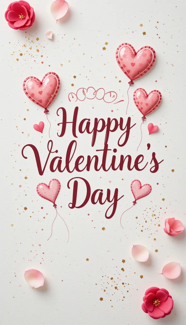 Testo di Buon San Valentino disegnato a mano con cuori pastello