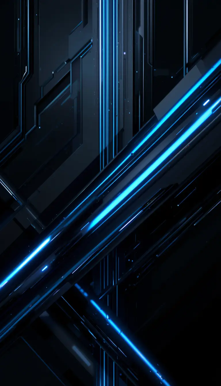 Futuristischer schwarzer Handy-Hintergrund mit neonfarbenem geometrischem Design