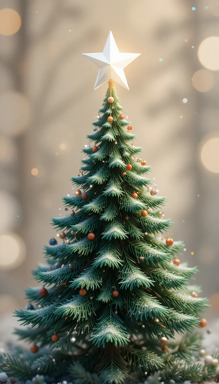 Statuetta di albero di Natale 3D isometrico con stella in cima