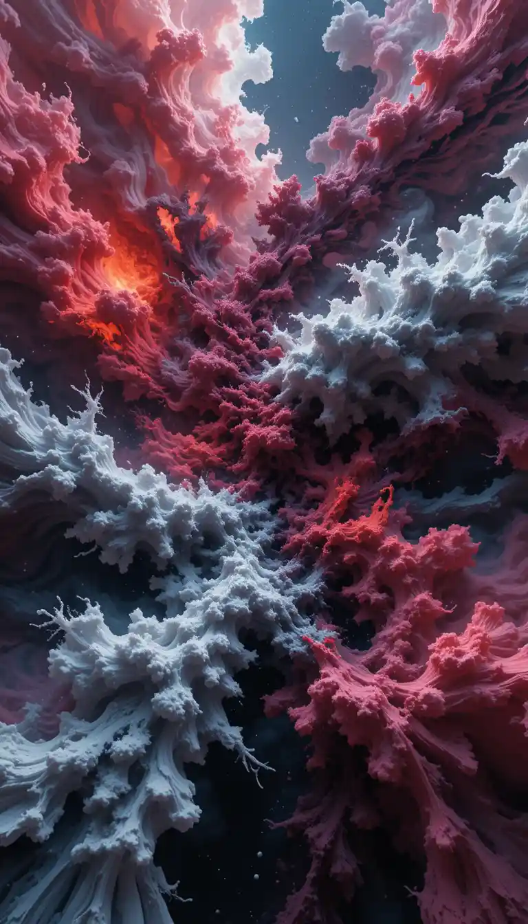 旋繞紅色宇宙雲的抽象分形星雲