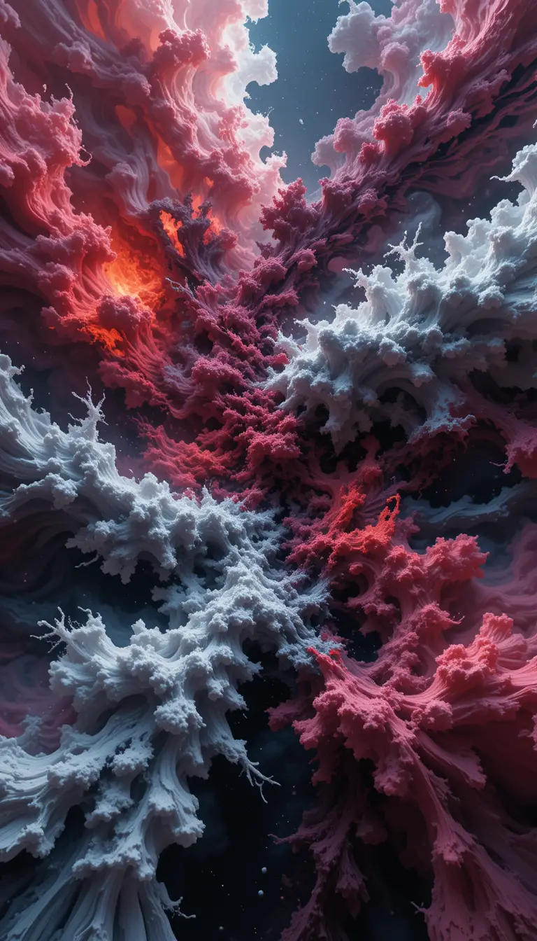 Nébuleuse fractale abstraite de nuages cosmiques rouges tourbillonnants