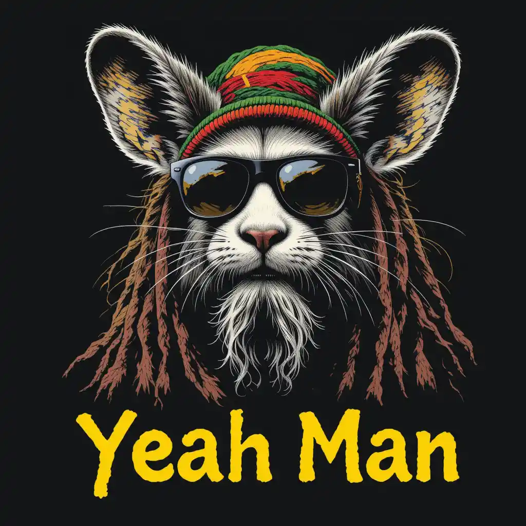 Raton laveur rastafari rieur avec lunettes de soleil et pouce levé