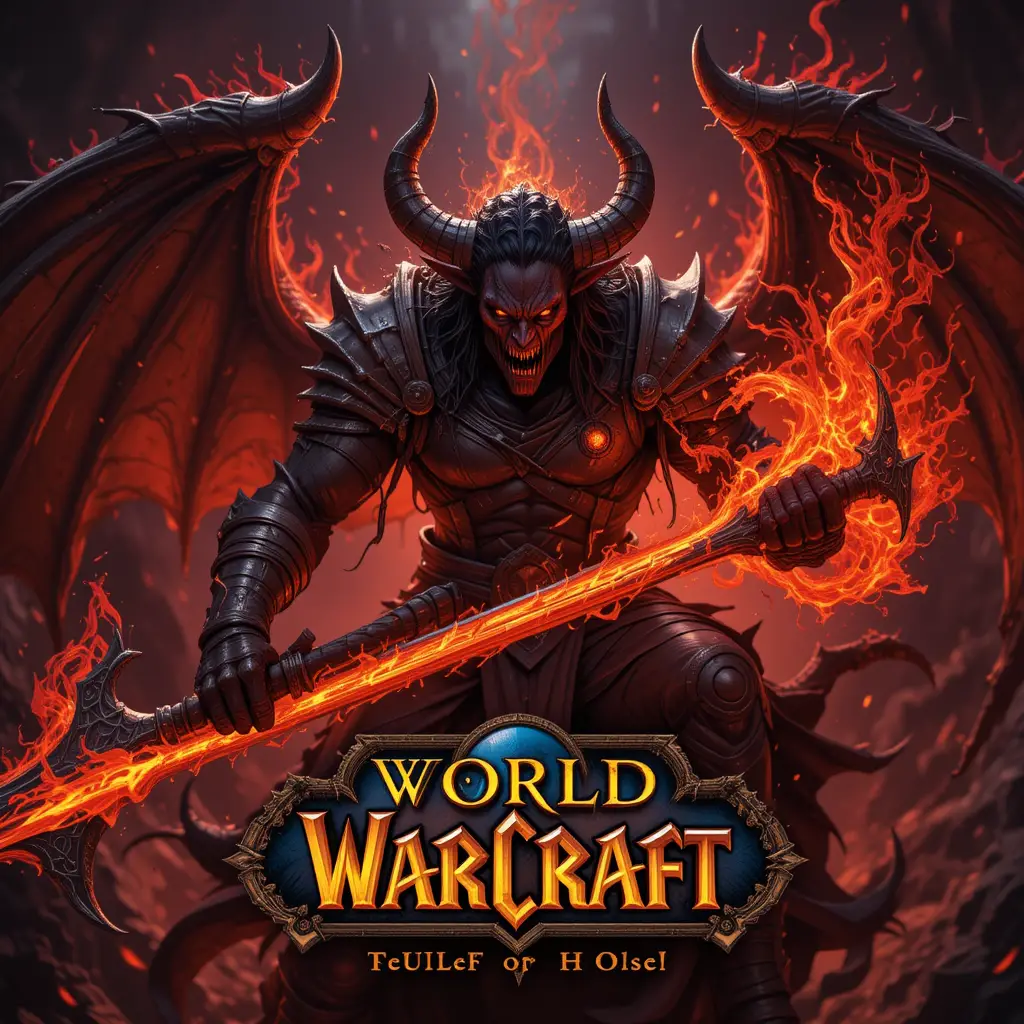 ファンタジーシーンでインフェルナルと戦うデーモンハンター