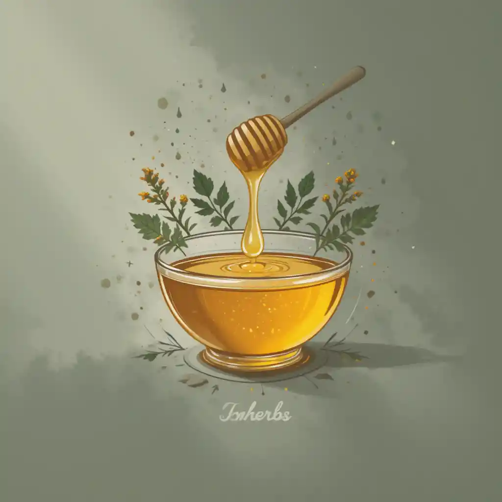 Minimalistisches Logo mit Honigschale und Kräuterblatt