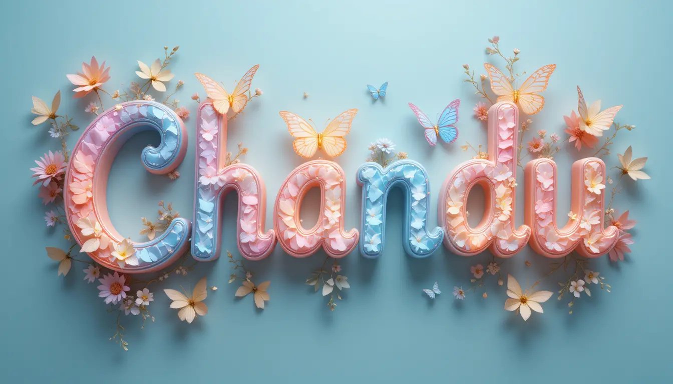 Verspieltes 3D-Schmetterlingslogo mit Chandu-Text