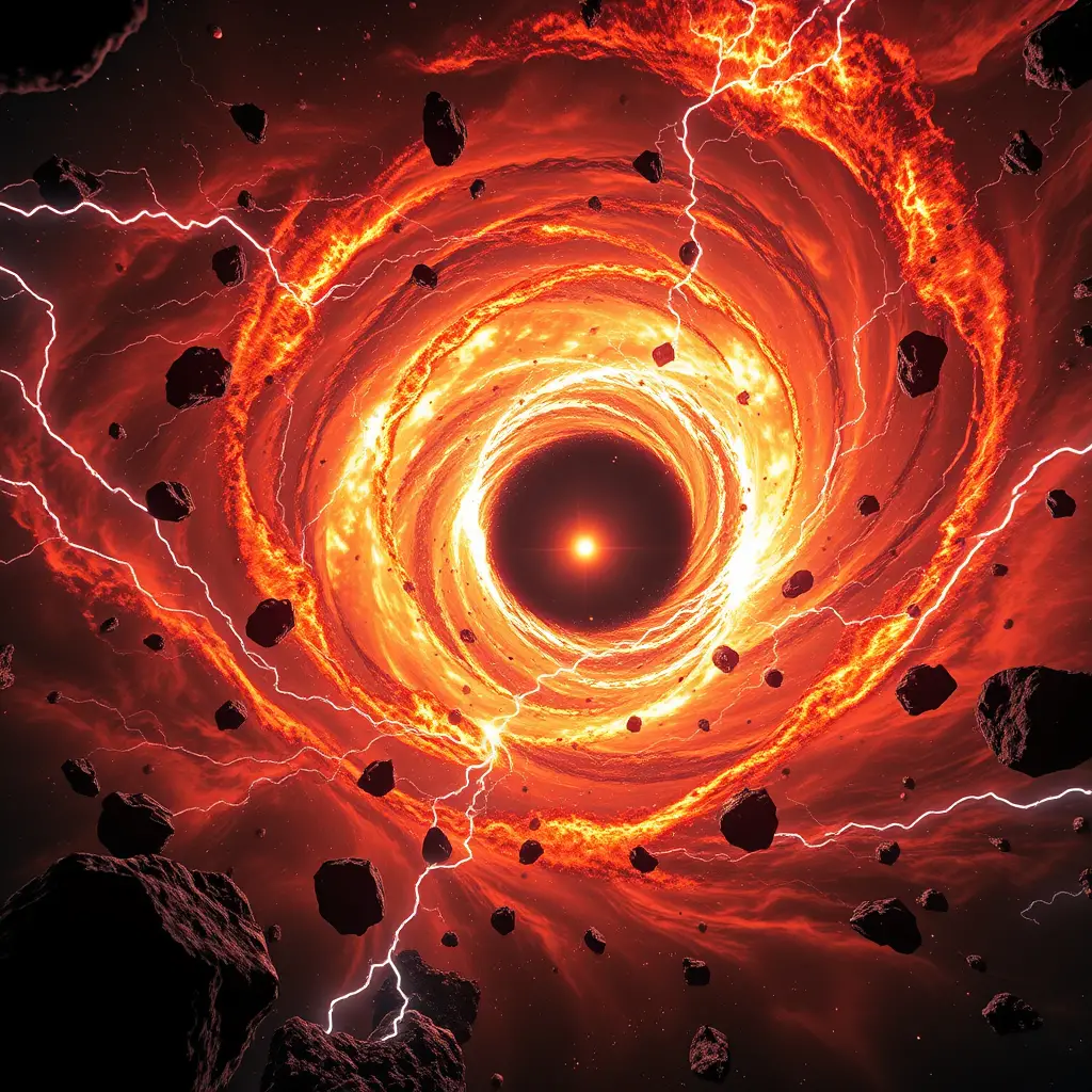 Collapsing red giant forming a glowing black hole