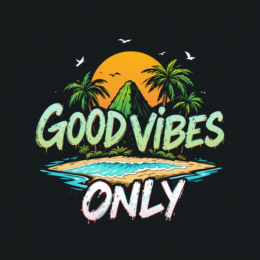 Graffiti-Logo für tropische Insel – Good Vibes Only