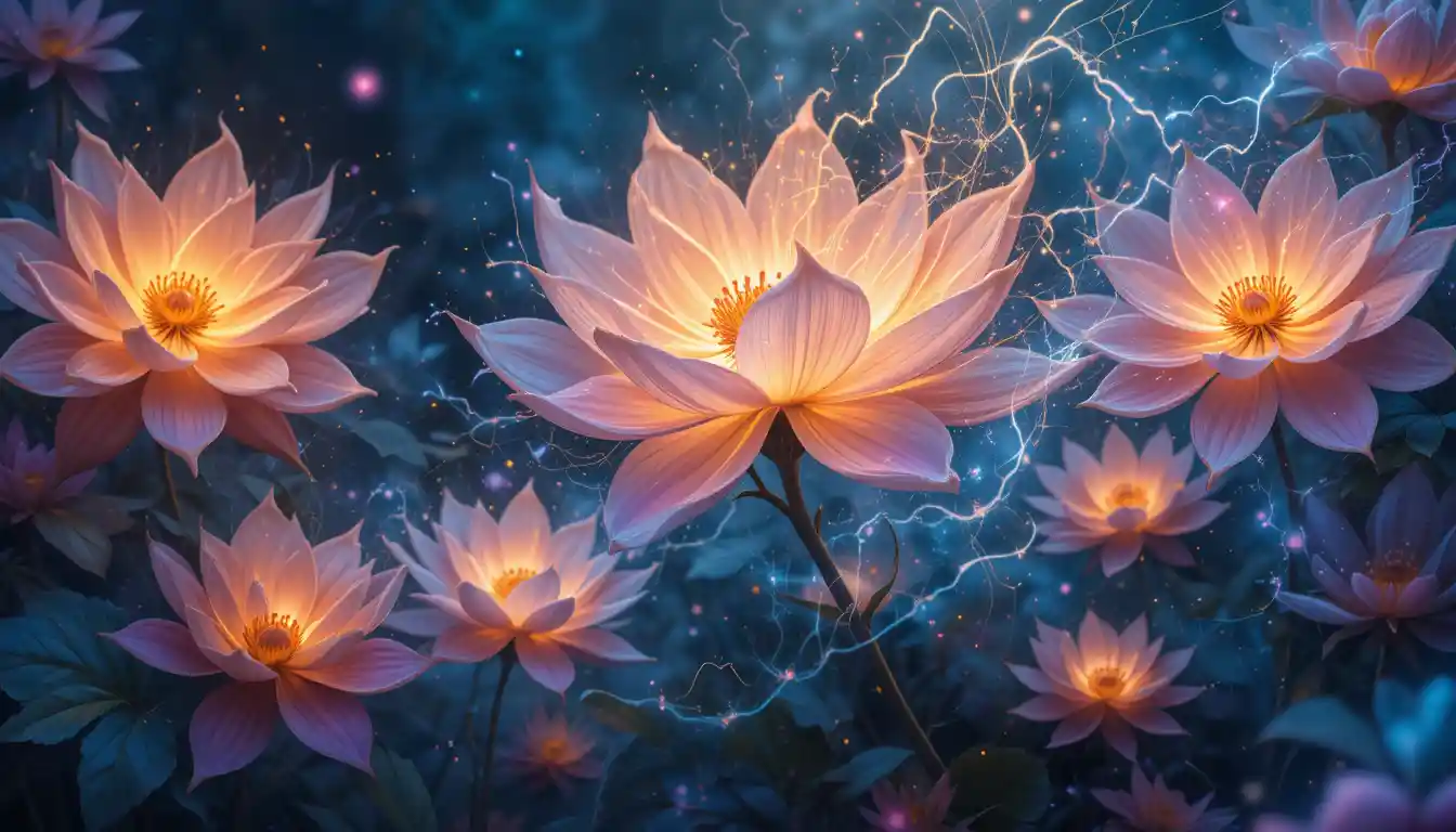 花朵化作燦爛耀眼的能量光波