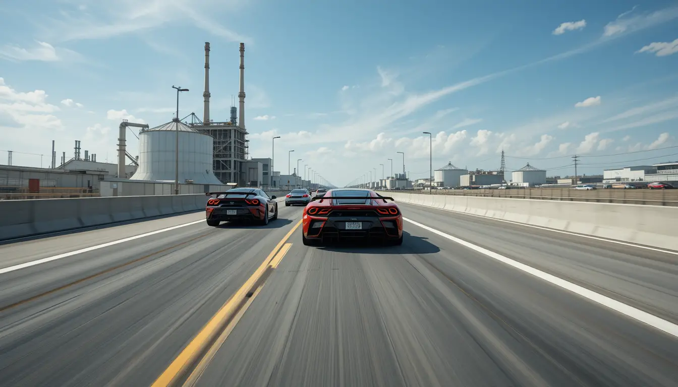 Supercar ad alta velocità in gara su circuito urbano