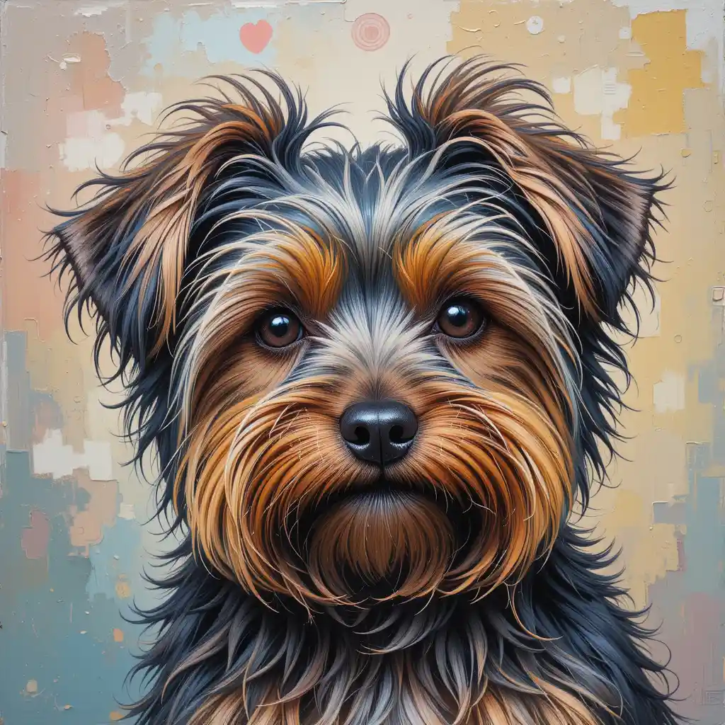 小約克夏犬的多彩壓克力畫
