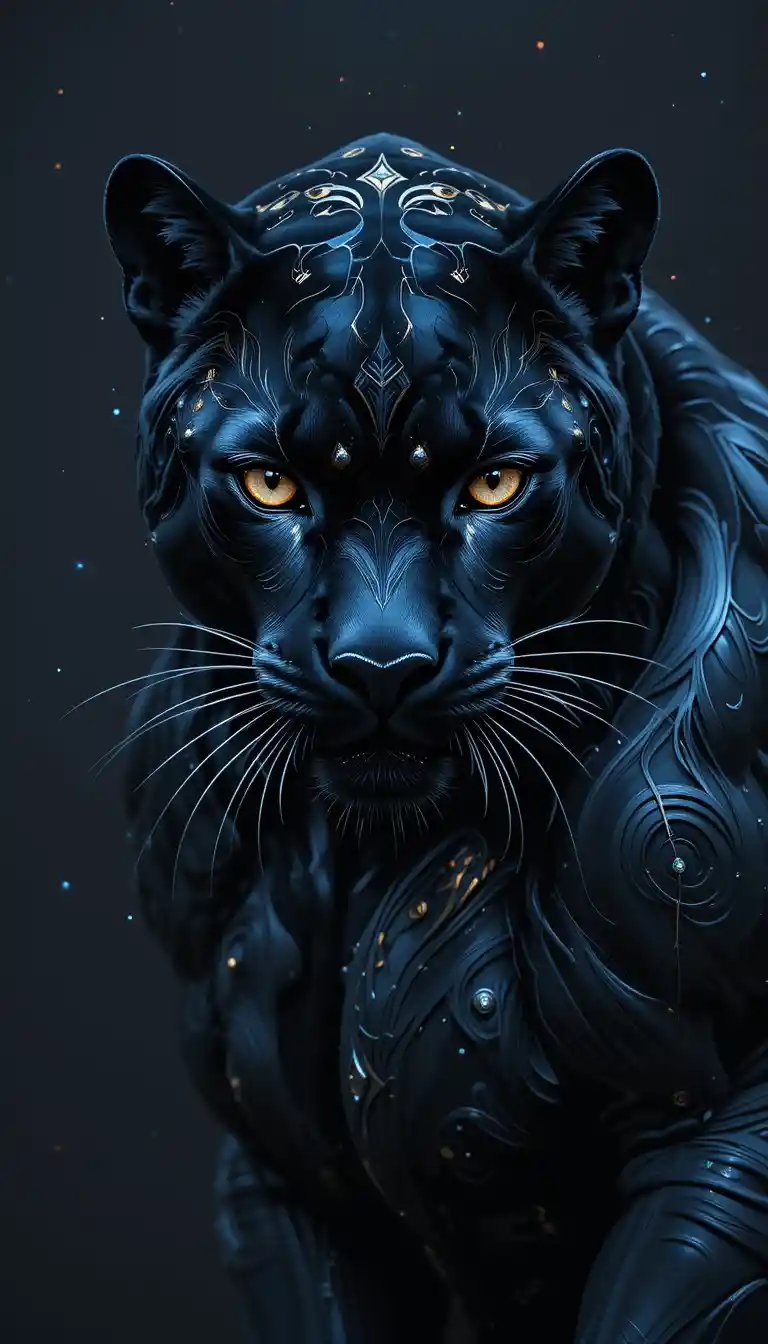 Maestosa illustrazione di pantera nera con occhi dorati luminosi