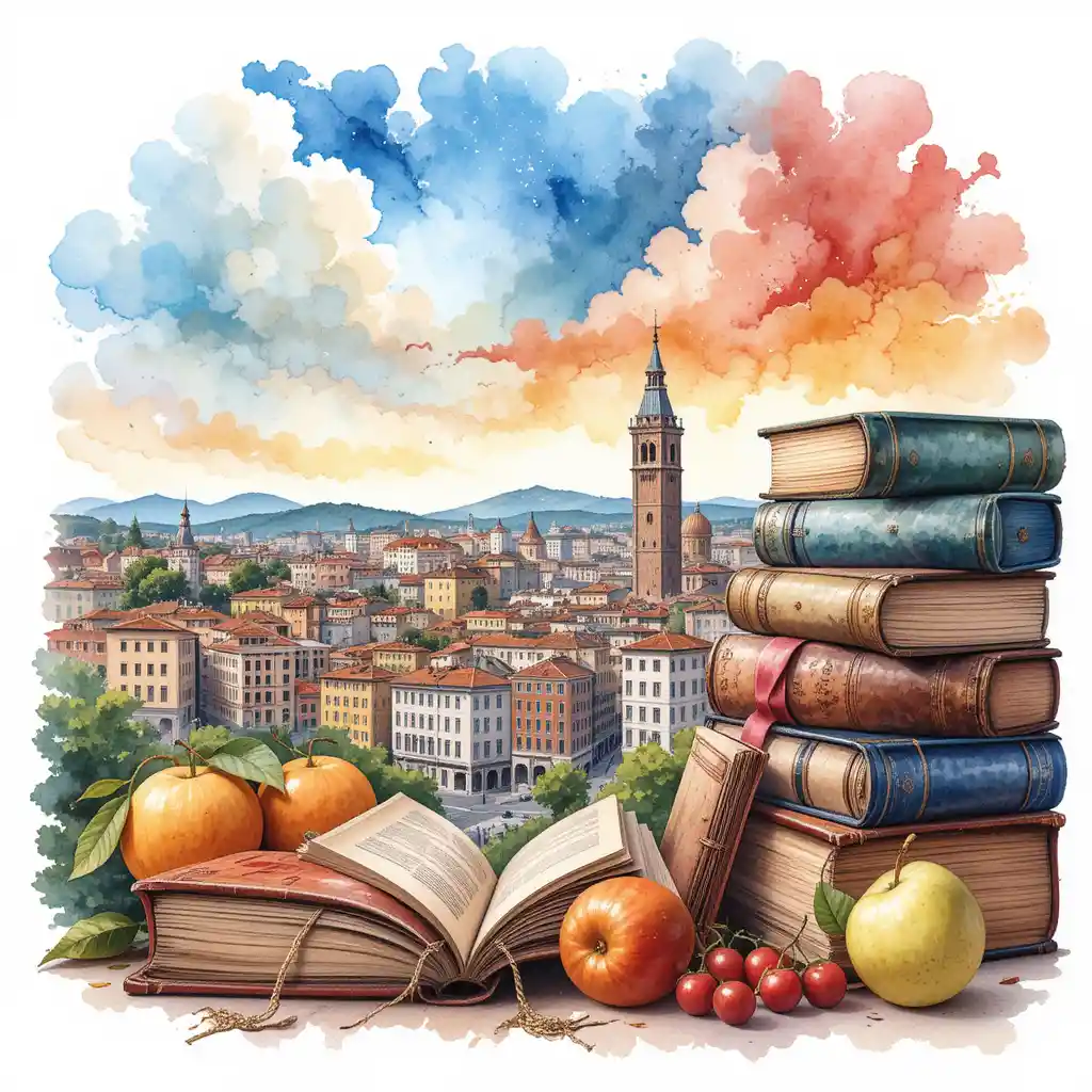 Aquarellillustration von Vintage-Büchern auf weißem Hintergrund