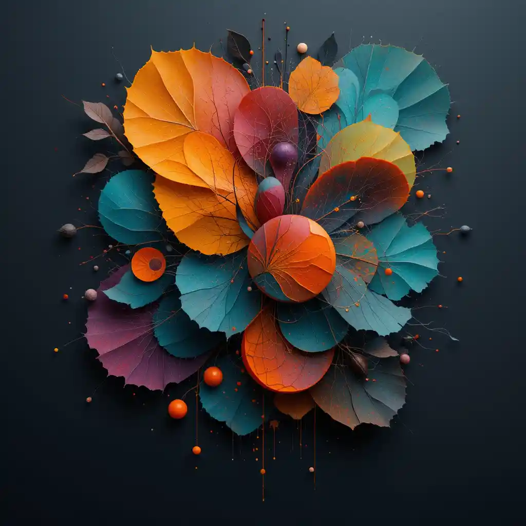 Abstract artwork of periodic table element symbols in bright colors