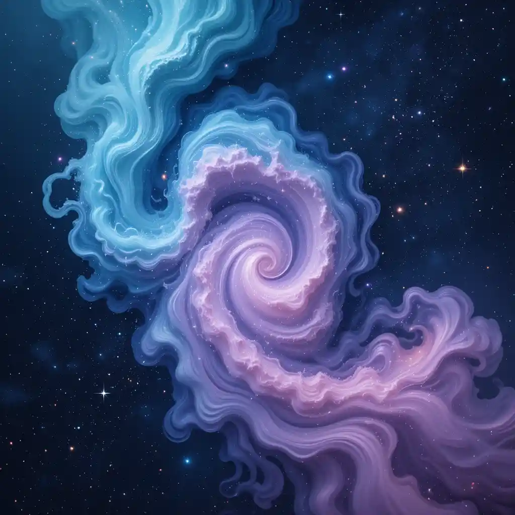 Diamond rose floating in a swirling pastel galaxy