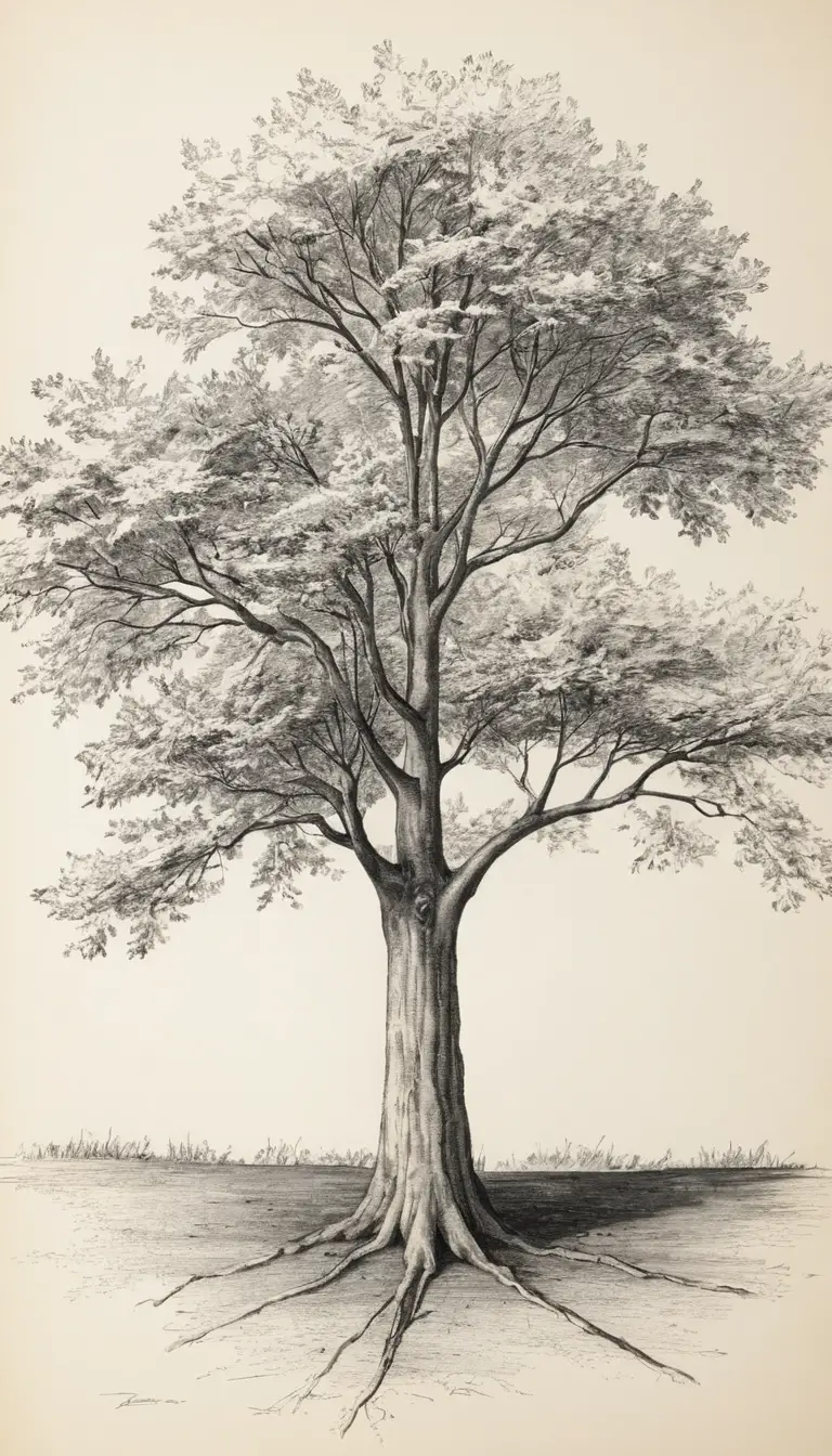 Dessin d’arbre architectural encadré pour la décoration de la pièce