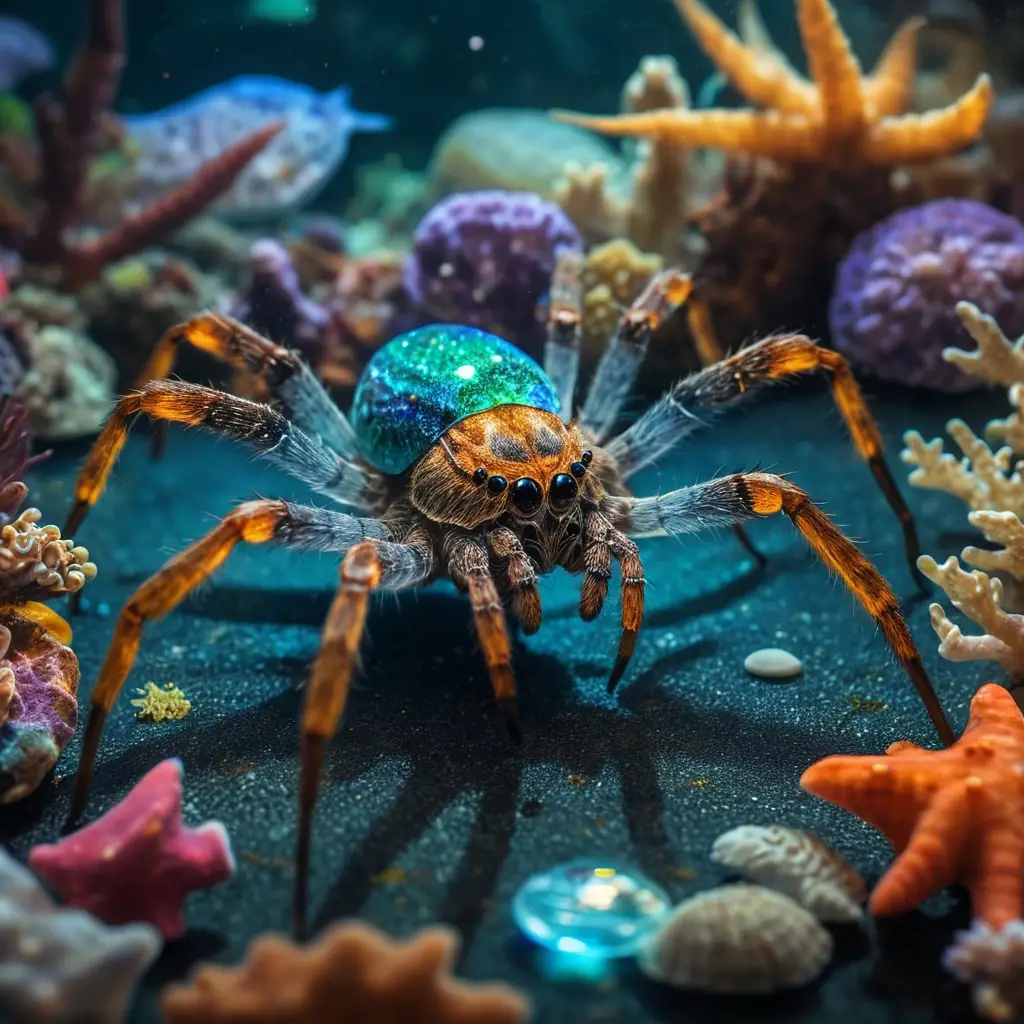海底繽紛玻璃蜘蛛與海洋生物