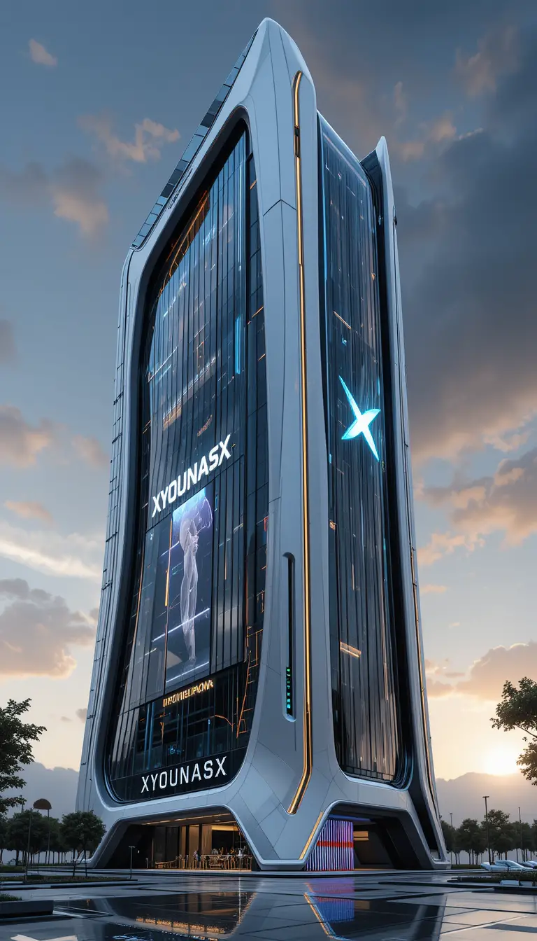 Torre da gaming futuristica come landmark architettonico urbano