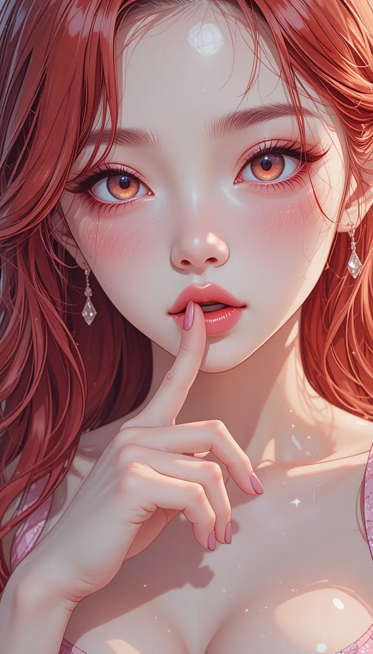 焦慮感動漫女子的柔粉內衣插畫