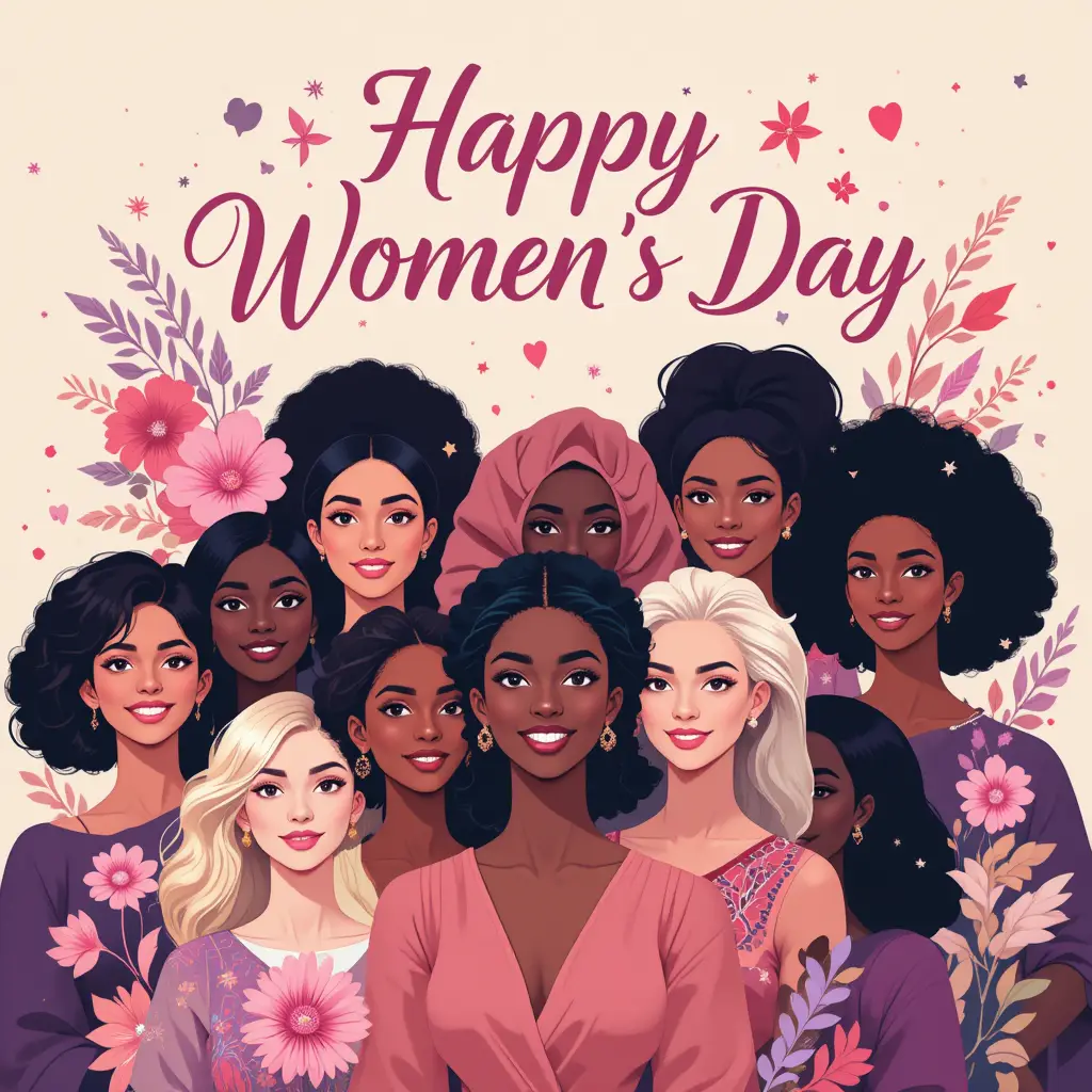 Affiche colorée pour la Journée de la femme avec des femmes diverses et souriantes