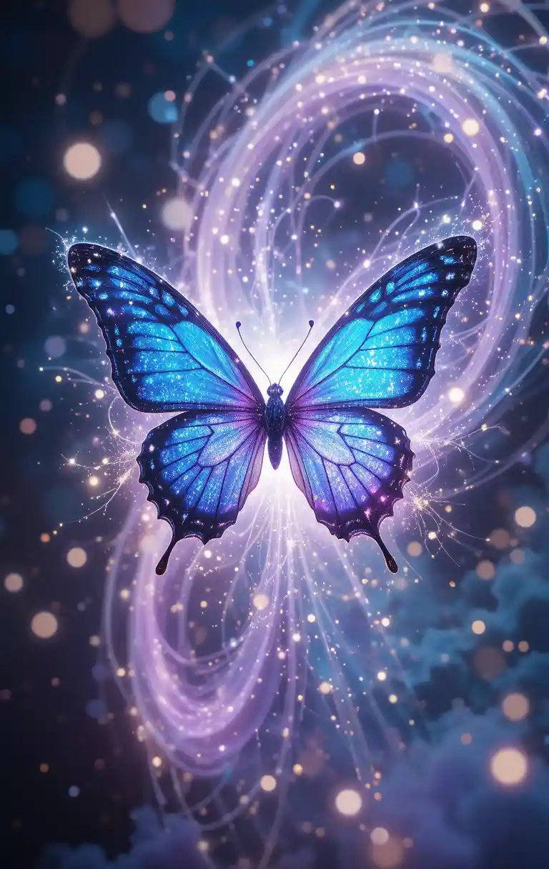 Butterfly Dissolving Into Iridescent Vortex Of Light