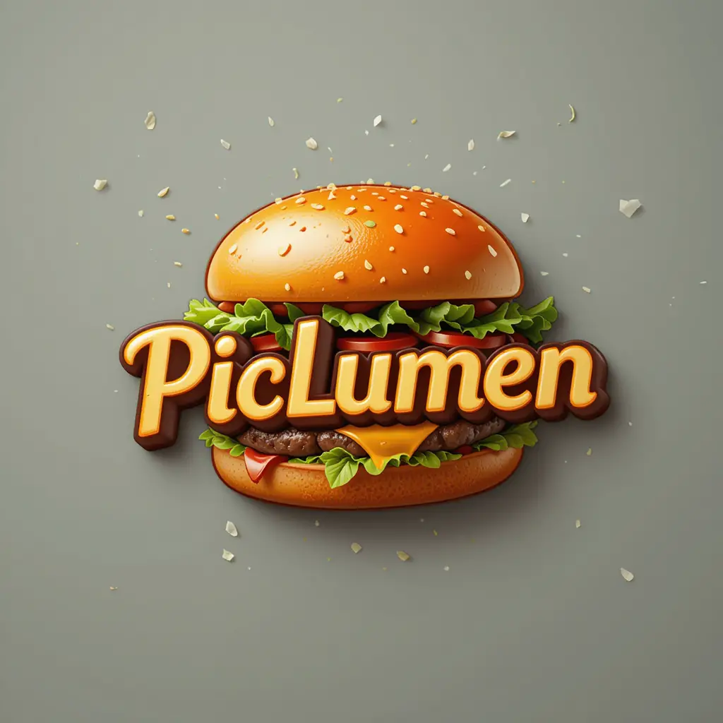 Realistisches 3D-Burger-Logo-Design für die Burger-Marke PicLumen
