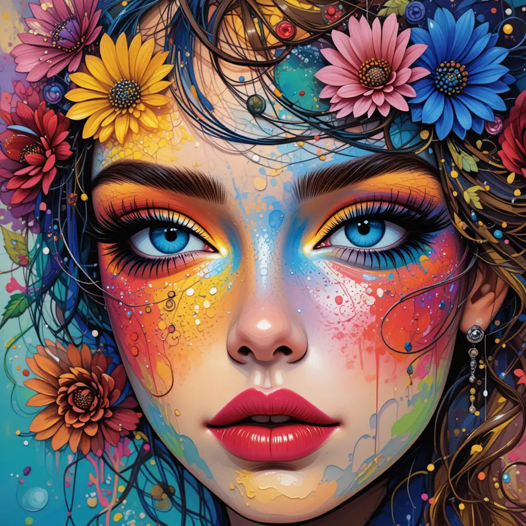 Kit de arte de pared de rostro colorido pintura por números