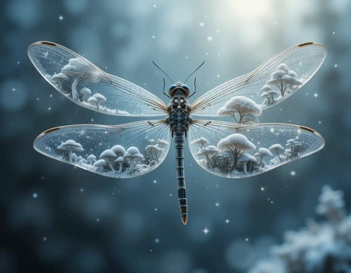 Dragonfly Wings Revealing A Miniature Winter Fantasy World