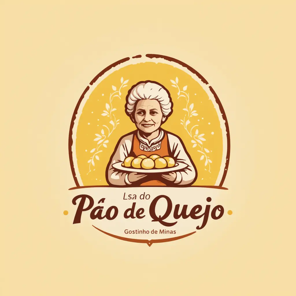 Logo of elderly woman holding plate of cheese buns