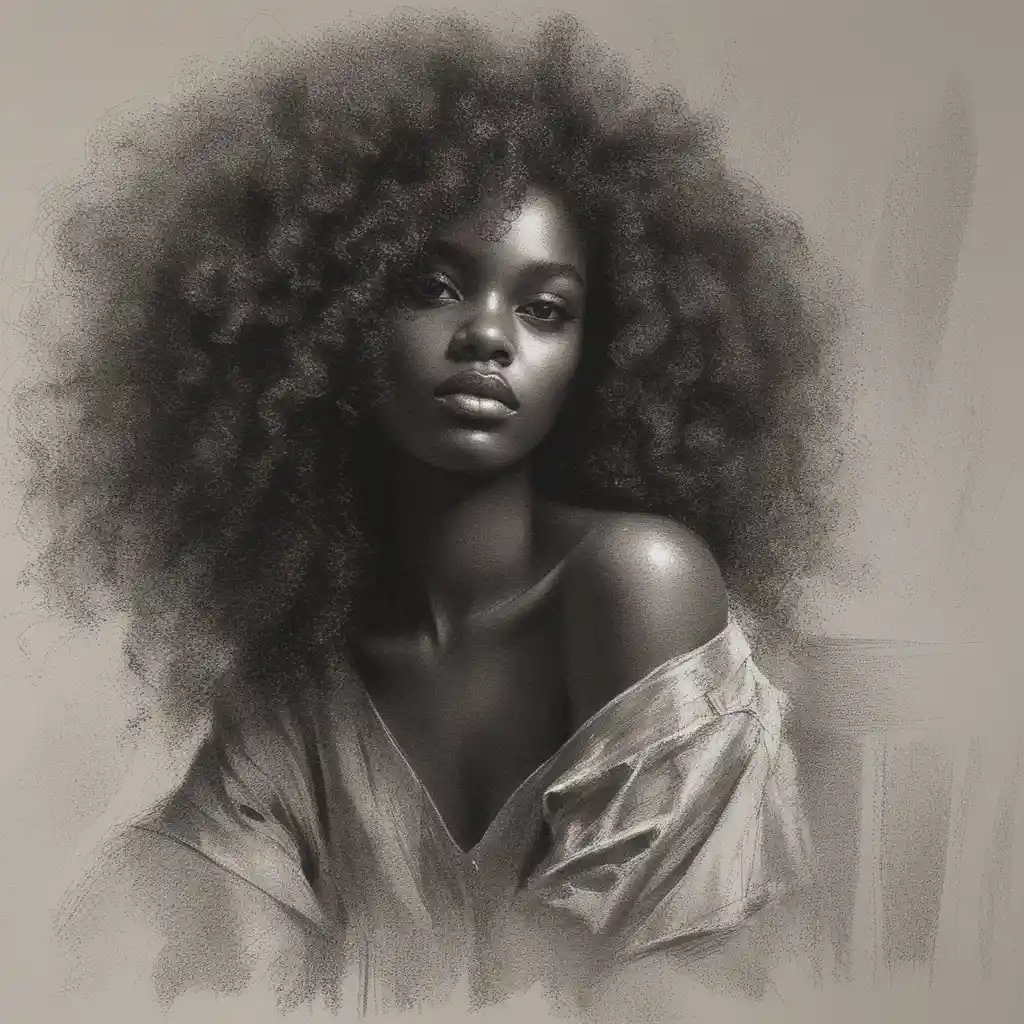 Expressive portrait of a young woman with afro hair