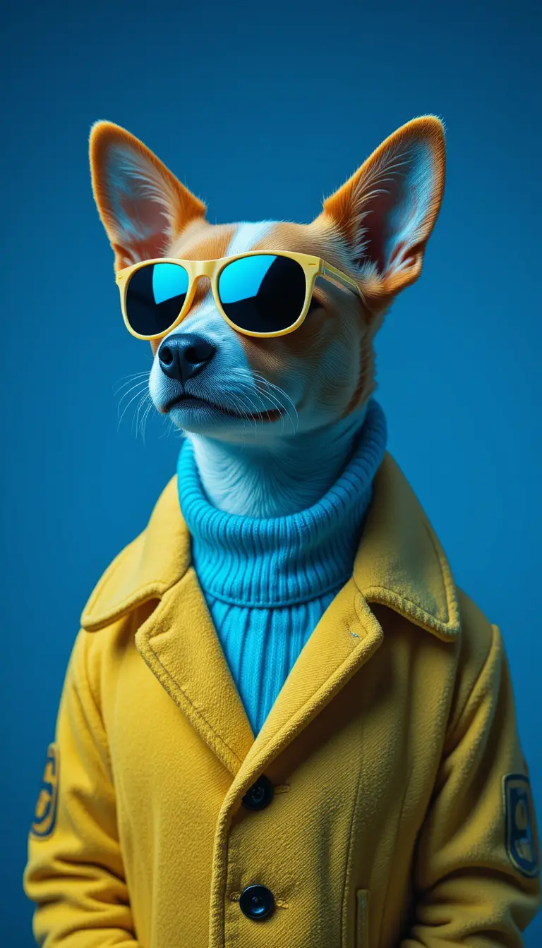 Ritratto di cane elegante in stile rétro space age