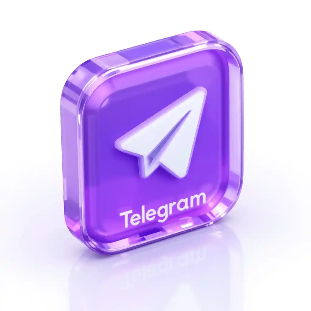 3D-isometrisches Telegram-Symbol im Glasstil